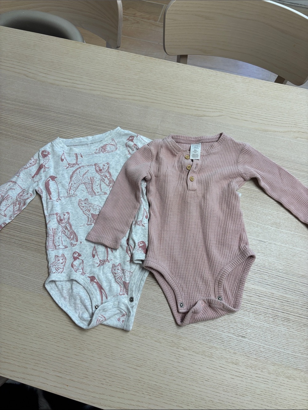 Carter's Waffle Knit Long-Sleeve One-Piece Bodysuit in Dusty Rose